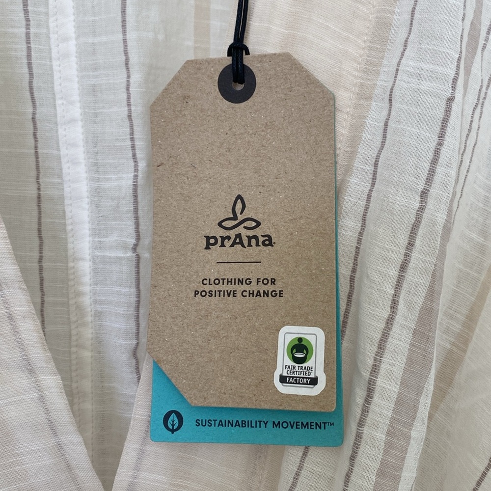 Brand new with tags - Prana swim cover.  Medium. Tan  & cream. Organic cotton - Picture 7 of 7